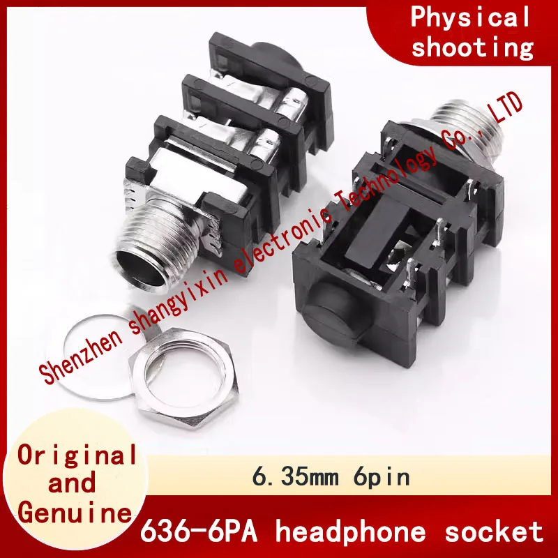 636-6PA 6.35mm headphone connector female microphone speaker power amplifier plug 6 pin straight