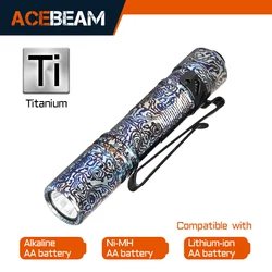 ACEBEAM Pokelit AA Titanium EDC Flashlight 500 Lumens High CRI90 IP68 Small Pocket LED Flashlight for Everyday Carry