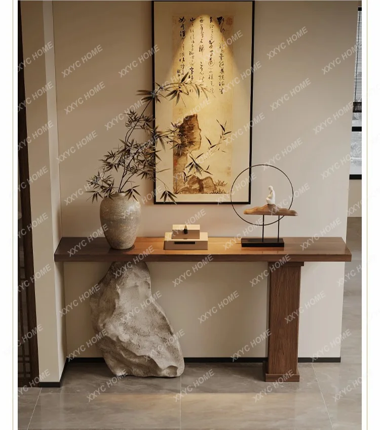 yj7 Medieval style solid wood entrance table against the wall table case simulation stone end view table decorative strip case
