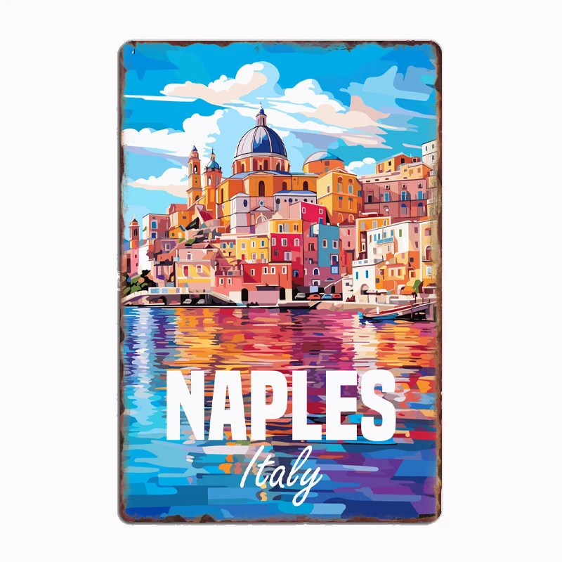 Gran Naples Italy Island Travel Scenic Spot Poster Metal Plaques Tin Sign Home Decor Room Decoration Kitchen Wall Decor