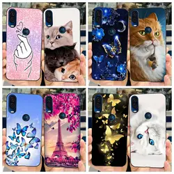 For Motorola One Vision Case Cute Cat Butterfly Cover Soft TPU Phone Cases For Motorola One Vision Onevision Fundas 6.3'' Bumper