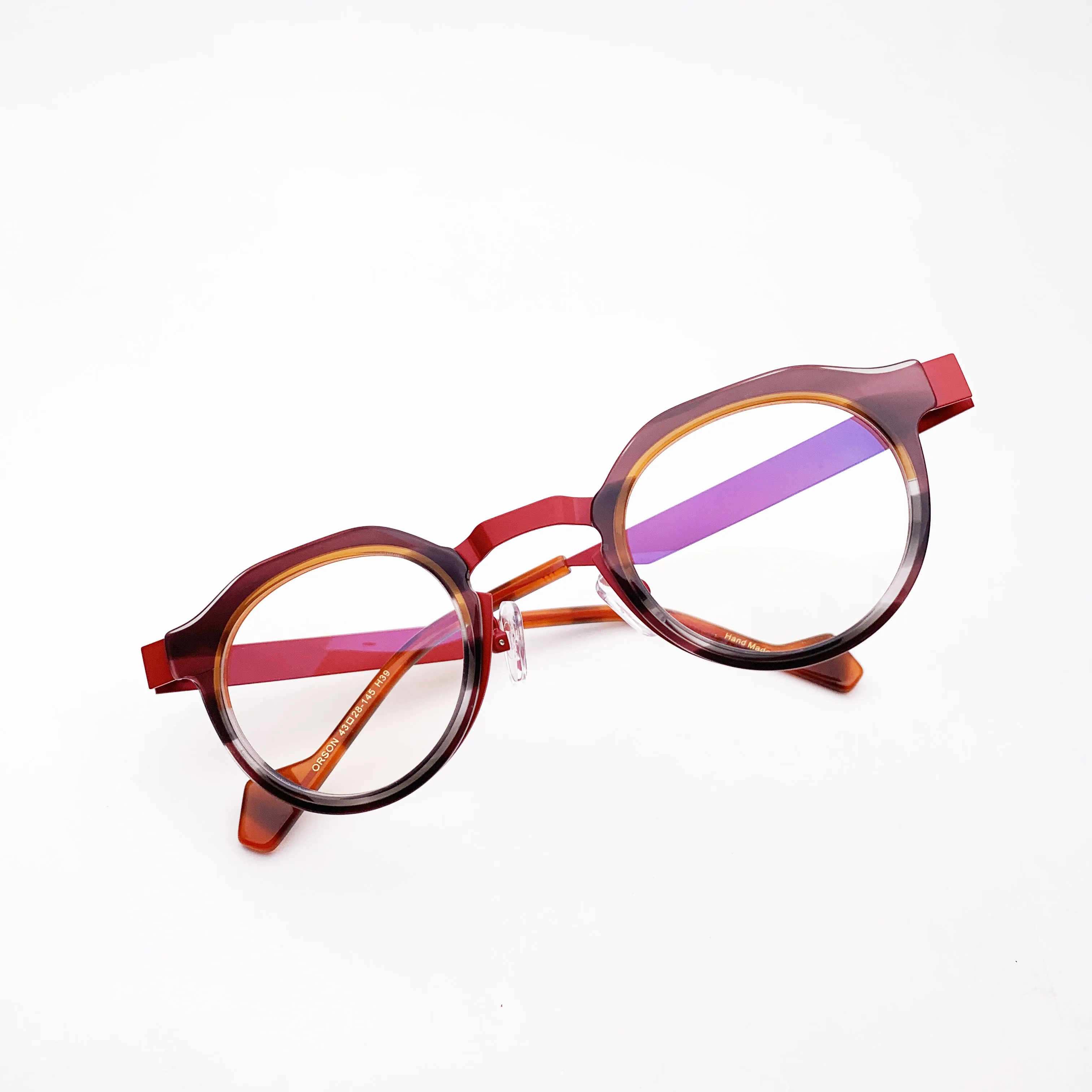 

Fancy Colorful Vintage Metal With Acetate Pear Shape Optical Glasses Spectacle Frame Prescription Lens Women Style ORSON