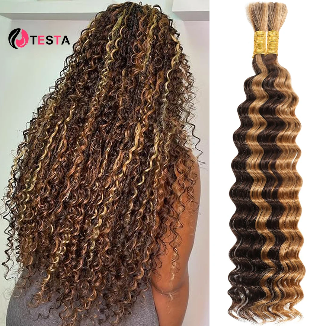 Großhandel Highlight Echthaar Bulk Deep Wave Deep Wave zum Flechten P4/27 Haar verlängerungen Deep Wave Flechten Extensions