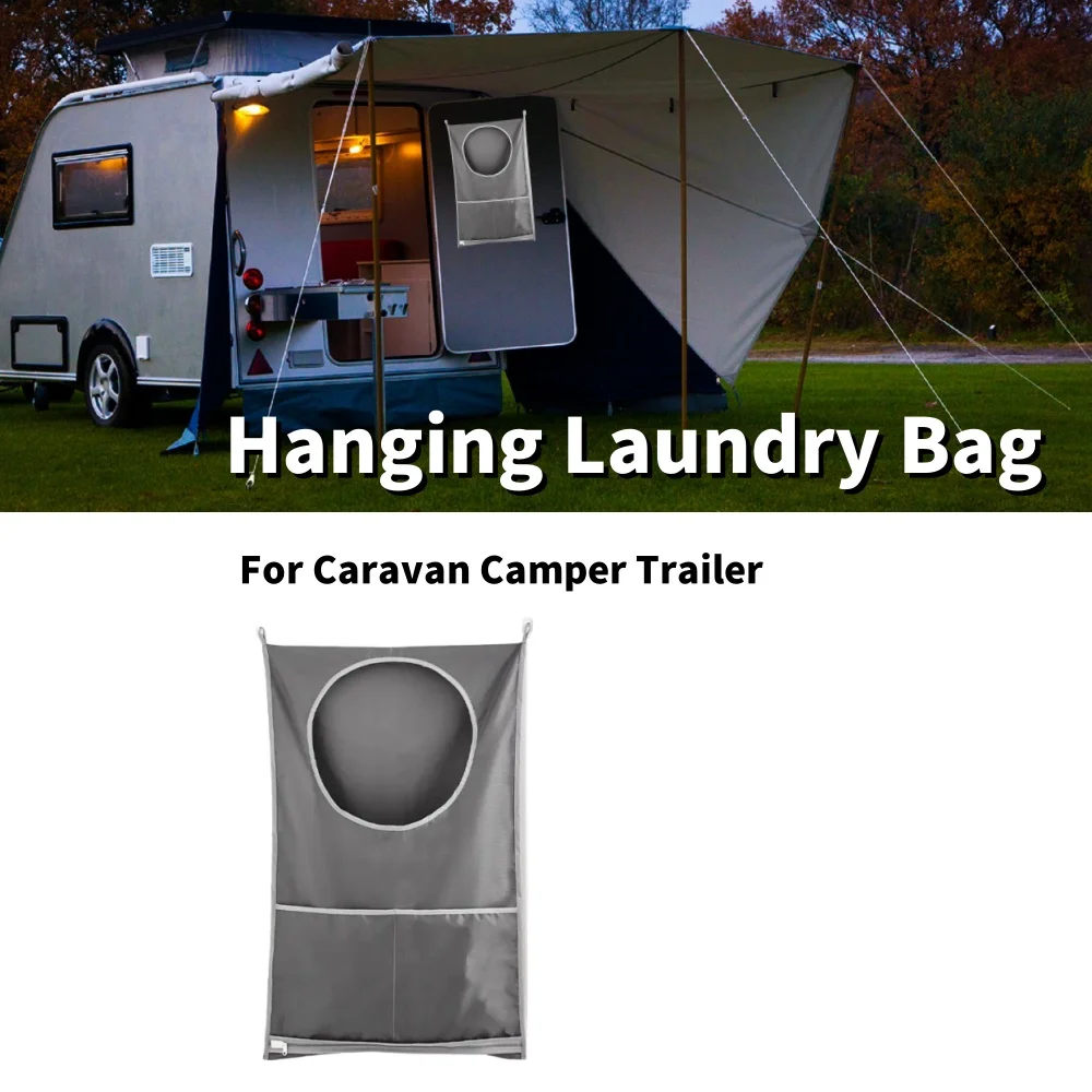 1Pcs Hanging Laundry Bag With 2 Hook Space Saving Bathroom Bedroom Home Organization Storage Bag For Caravan Camper Trailer