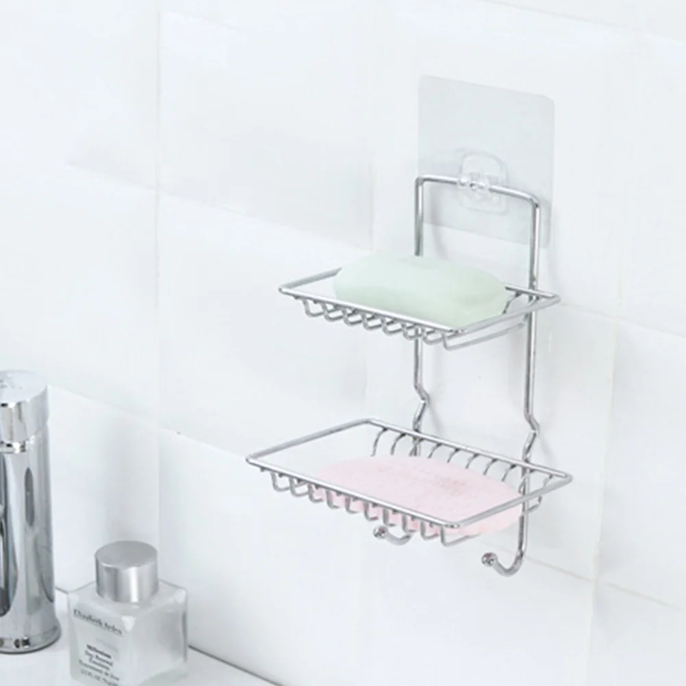 

Double Layer Soap Rack Waterproof Oilproof No Drill Adhesive Soap Holder For Bathroom Kitchen Shower Storage
