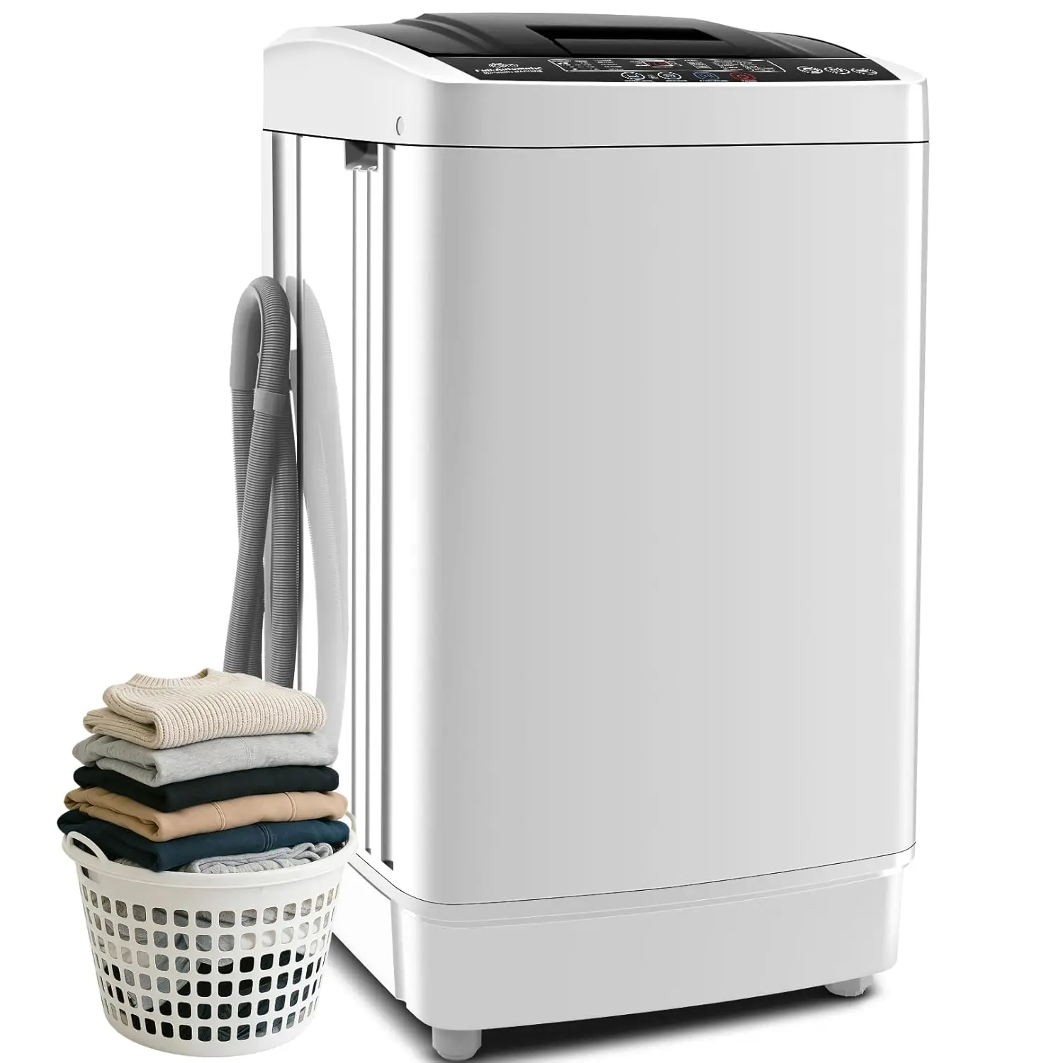

2.8 Cu.ft Portable Washing Machine, 20 lbs Capacity Full Automatic Washing Machine with 10 Wash Programs, LED, Customized
