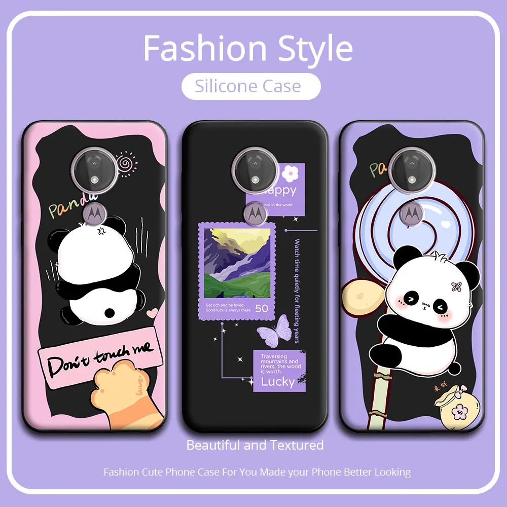 For Motorola Moto G7 Power Case Cute Panda Soft Silicone Couple Phone Case For Moto G7 Power Protect Shockproof Cartoon Cover