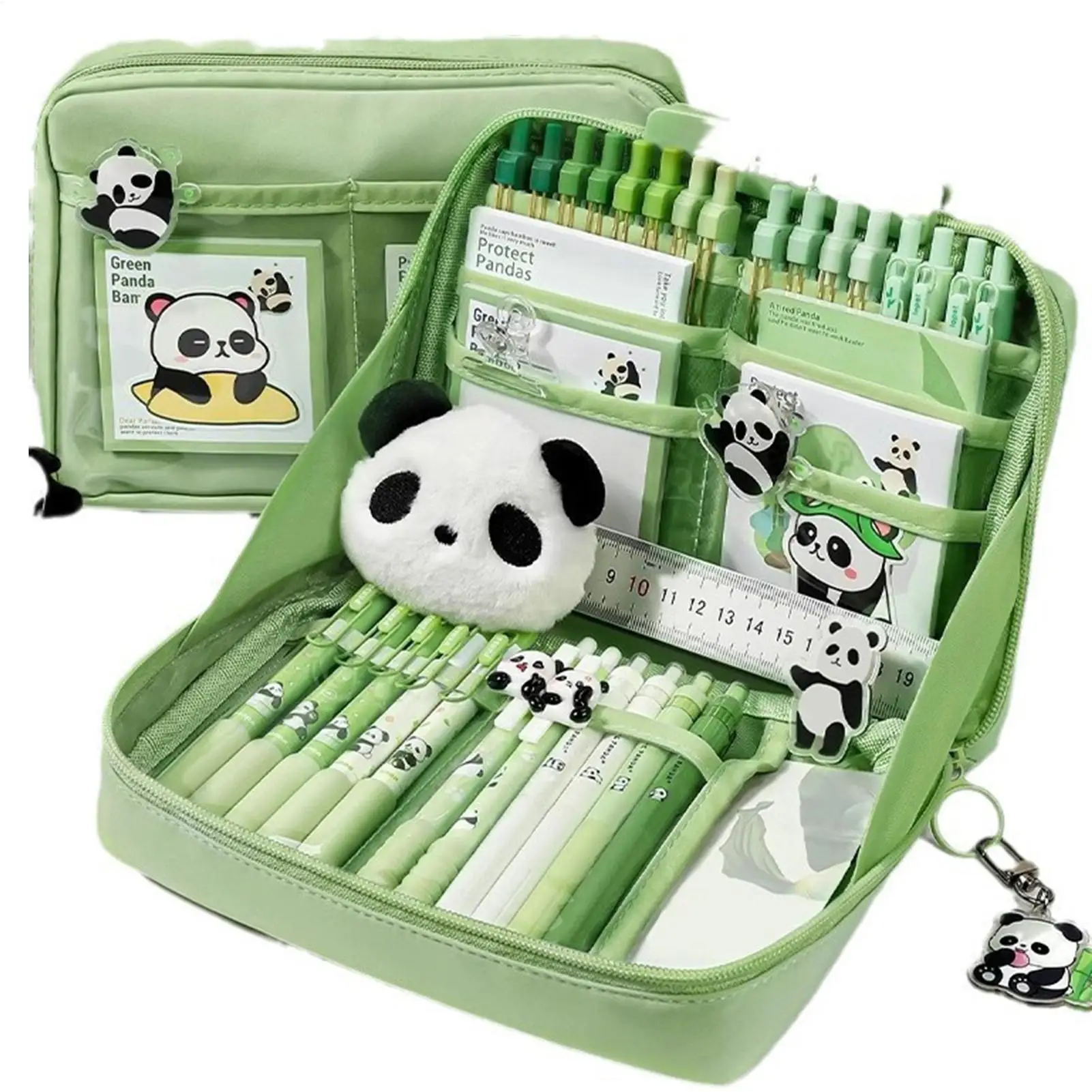 Aesthetic School Supplies Set Cute School Supplies Panda Design Pens Stick Notes Brooches Pendants Kit For Kindergarten College