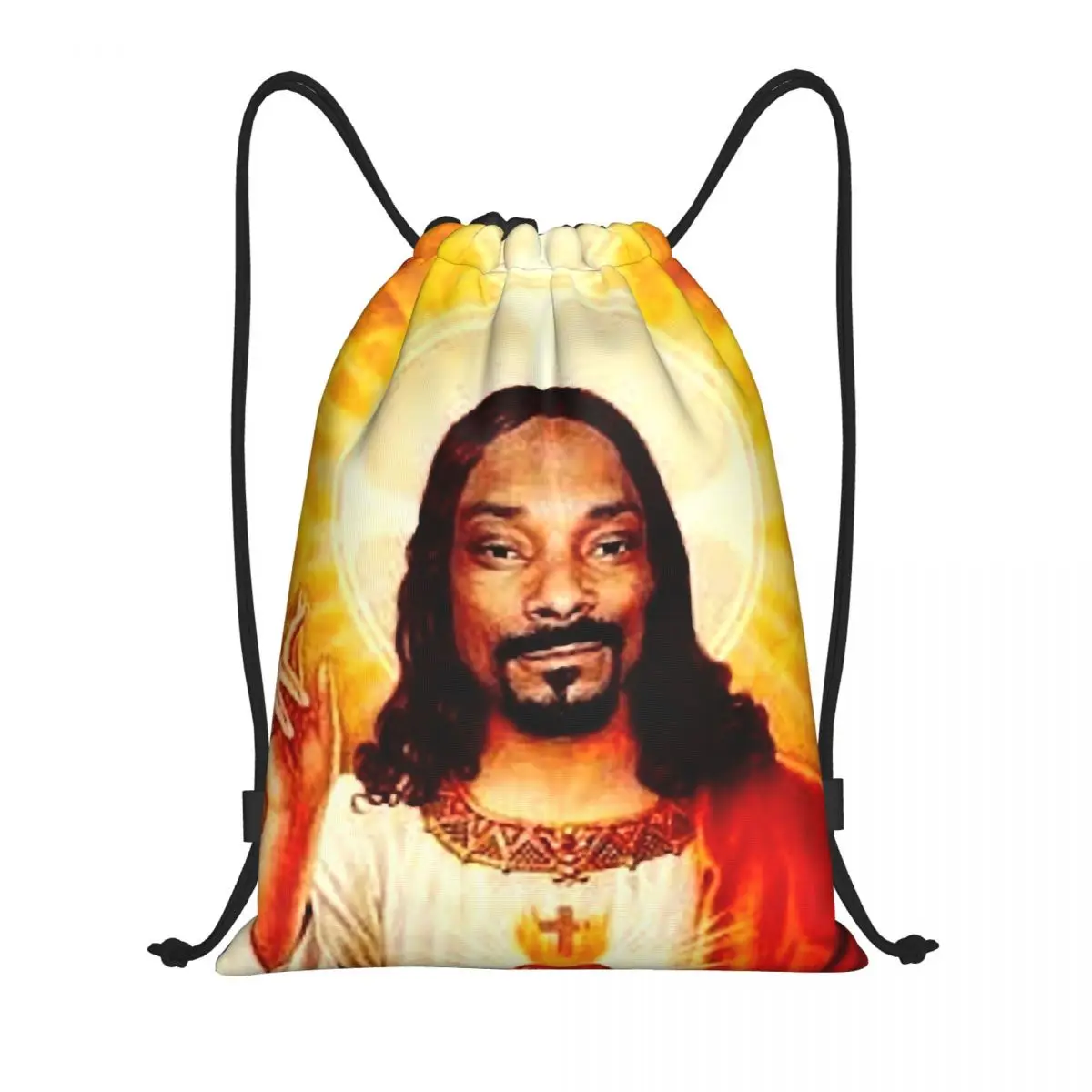 Snoop Dogg Saint Jesus Meme Drawstring Bag Men Women Portable Gym Sports Sackpack Training Backpacks