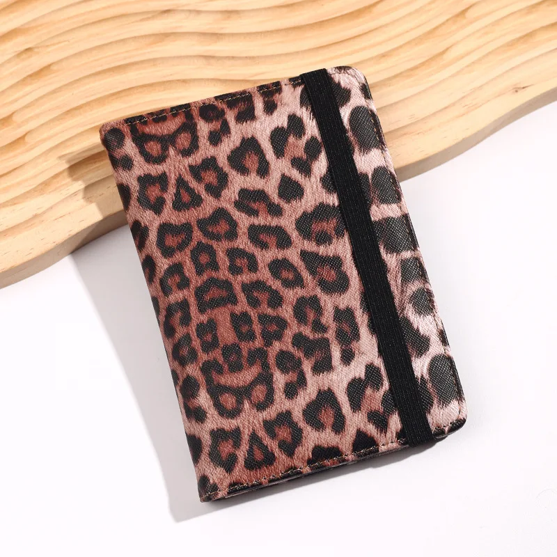 5 uds tarjetero estampado de leopardo RFID PU cubierta de pasaporte de viaje multifuncional