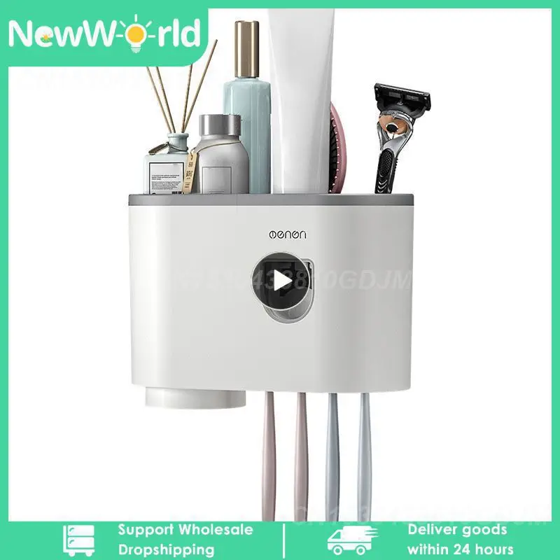 Bathroom Toothbrush Holder Automatic 4 Toothbrush Slots Wall Mount Save Bathroom Space Hole Free Installation Wholesale