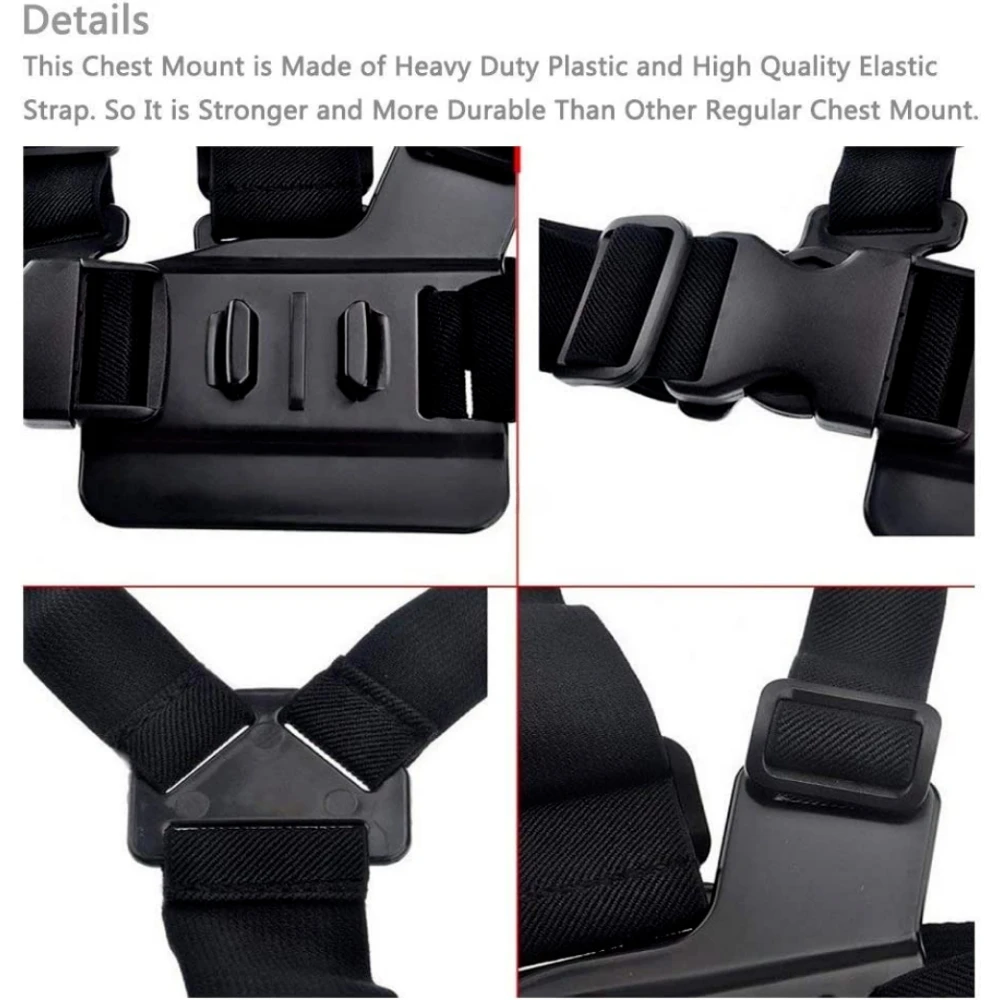 Straps Mount for Gopro Hero 12 11 10 9 8 7 6 5 4 Session 3 MAX Black Accessories Adjustable Chest Mount Harness Chest Strap Belt