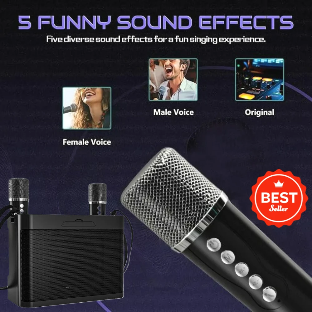 

Dual Microphone Wireless Karaoke Speaker 2026 New Portable Bluetooth Boombox HiFi Stereo with Rich Bass Home Party Gift Idea