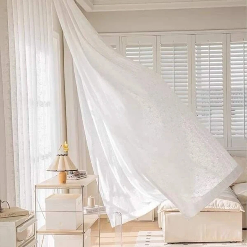 

Custom Size European Embroidery White Tulle Sheer Curtains for Living Dining Room Bedroom Luxury Window Decor Fashion 창문커텐 Door