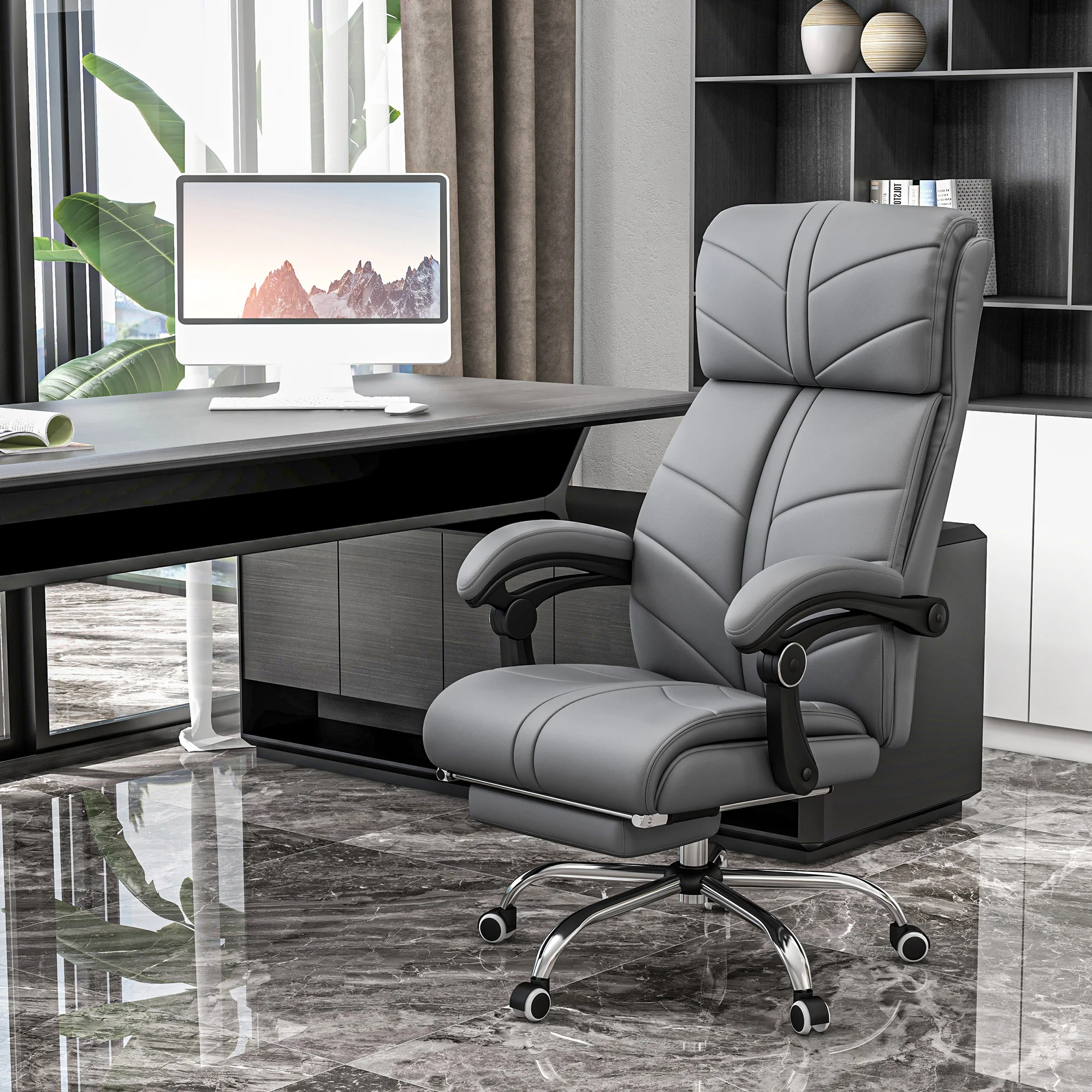 Vinsetto Executive Massage Officehair, Computer Desk Chair, Pu Leather Heated Reclining Chair with Adjustable Height