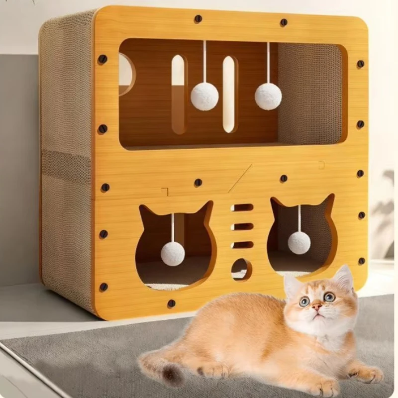 

2 in 1 easy to assemble durable sturdy cat scratching post comfortable house design indoor cat cat bed