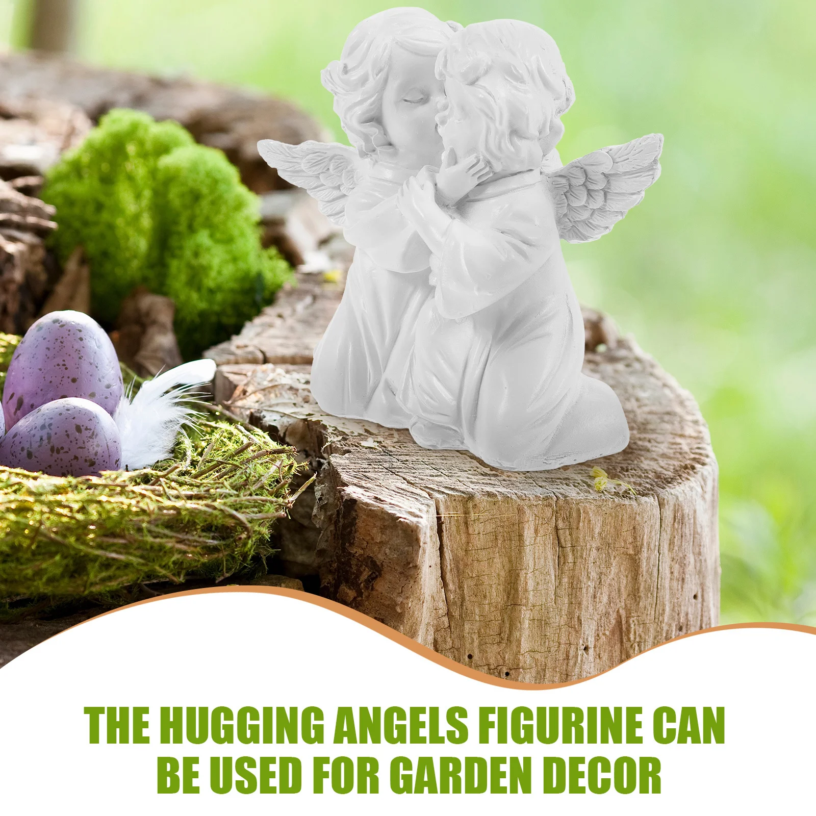 

Hugging Angels Resin Sculpture Decorative Home Ornament for Living Room Garden Office Desktop Elegant Angel Statue Fine