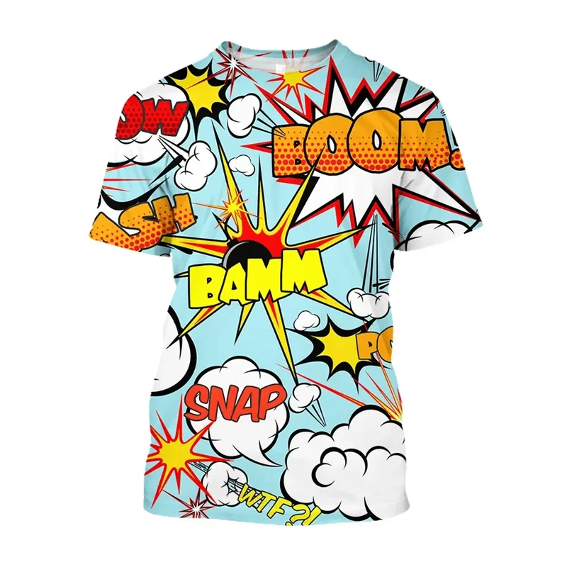 Interesting Cartoon Bombs Explode Graphic T Shirts Men Summer Trend Casual Fashion Hip Hop Street Style Printed Tshirt Clothes