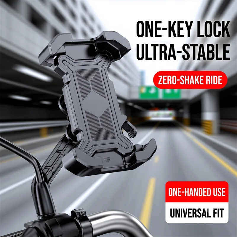 Galacok Shockproof Phone Holder For Bicycles Motorcycles And Electric Scooters With 360° Rotating Mirror Design For 4.7-7” Phone