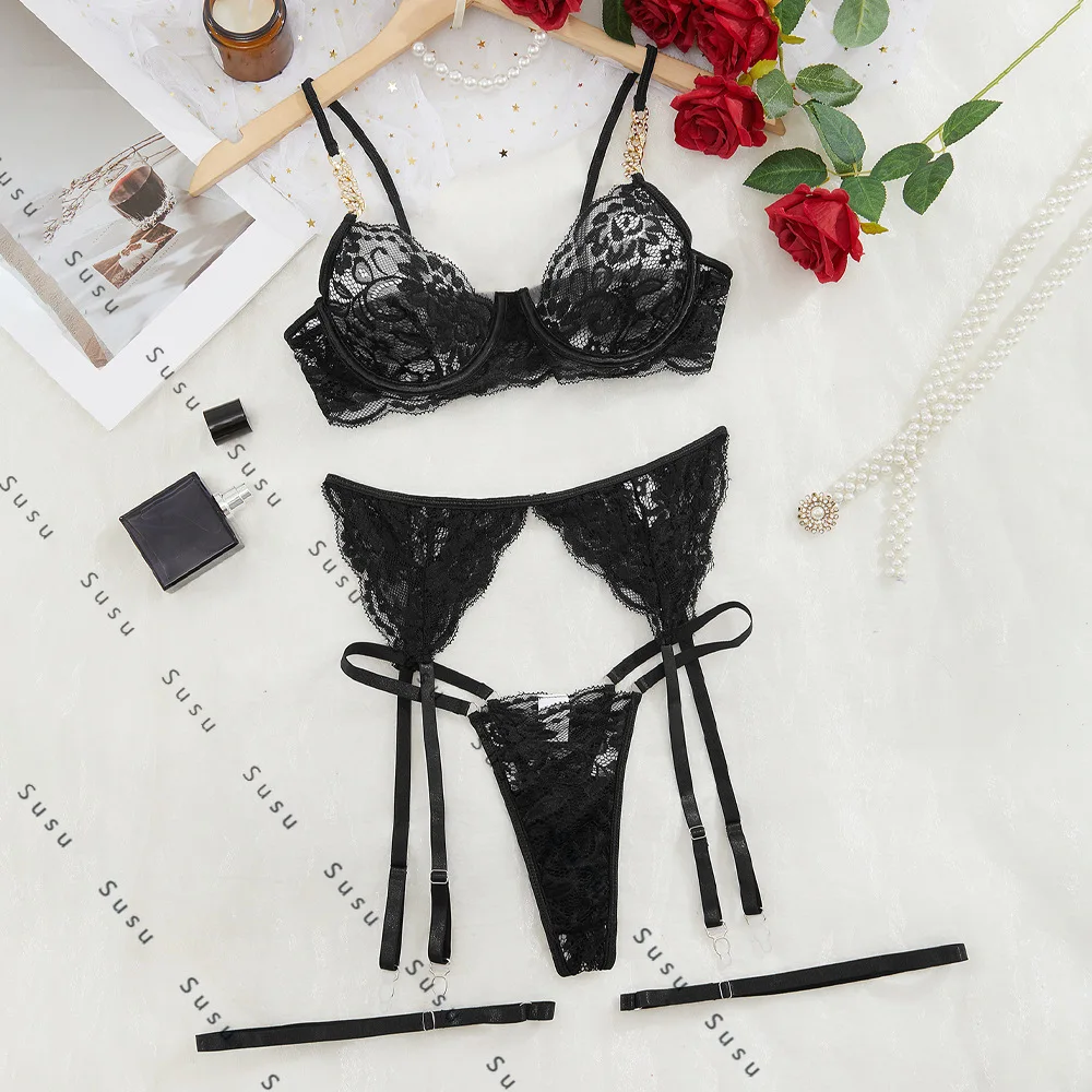 

Сексуальное нижнее белье для тяжелой промышленности в Европе и Америке, сексуальный чехол для ног, изысканные кружевные носки с бриллиантами, комплект из четырех предметов, летний комплект