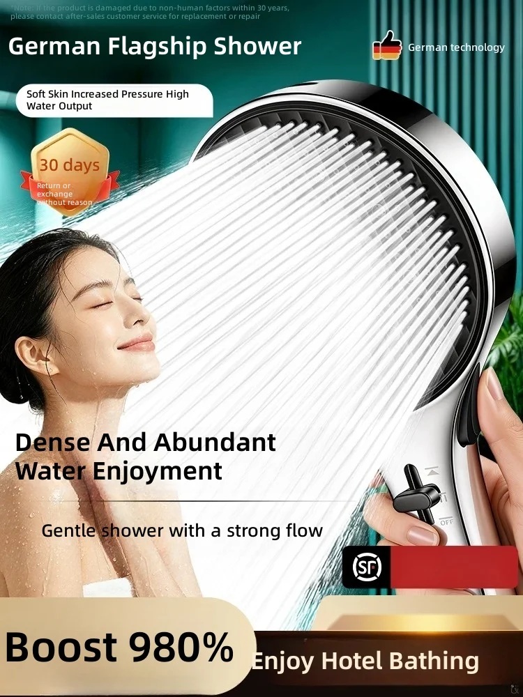 Ultra‑high‑pressure showerhead, household bathroom shower faucet with pressurized, high‑flow water for a refreshing rain‑show...