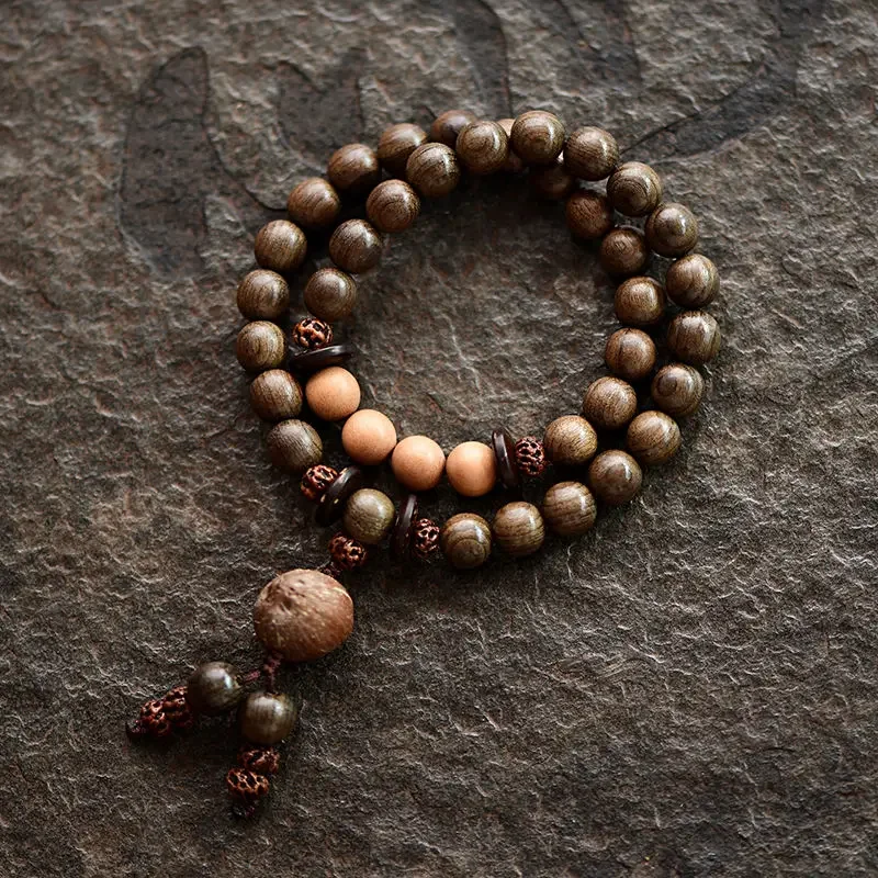 

Natural sunken wood, old mountain sandalwood mixed with wooden minimalist men's and women's Buddhist bead bracelet