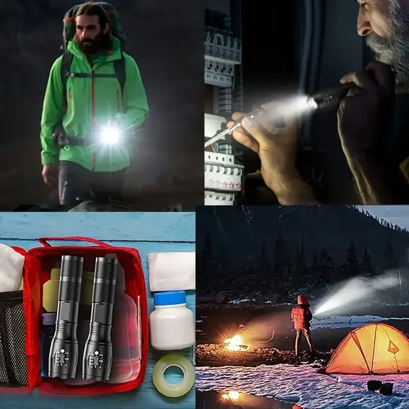 Torcia a LED ad alta potenza T6 torcia tattica zoomabile in lega di alluminio ricarica USB luce esterna impermeabile per lanterna da campeggio