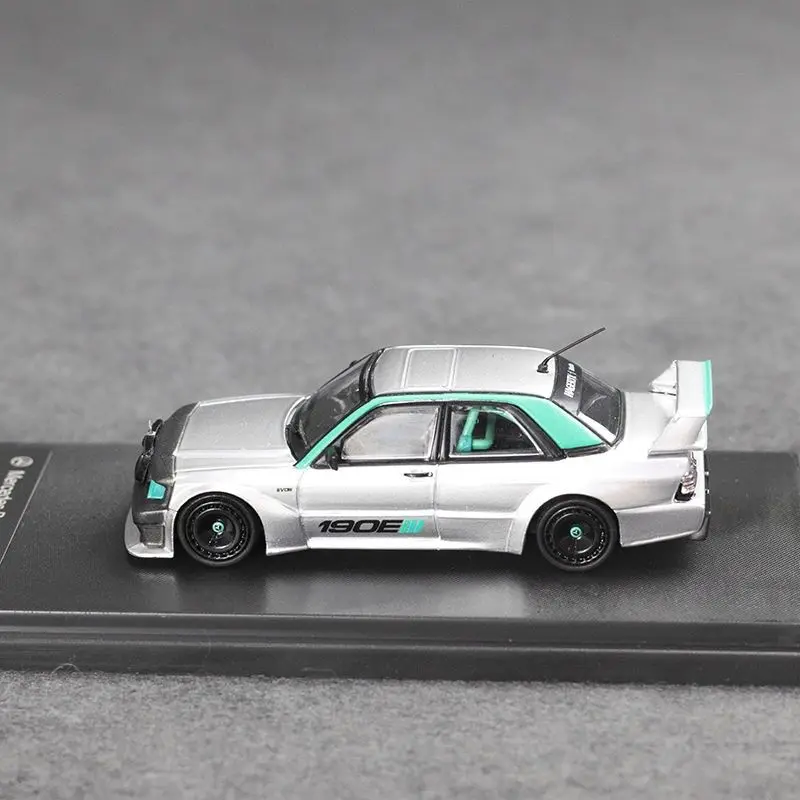 RM Rhino 1:64 Mercedes 190E EVO II Silver Wide-body Modified Alloy Car Model