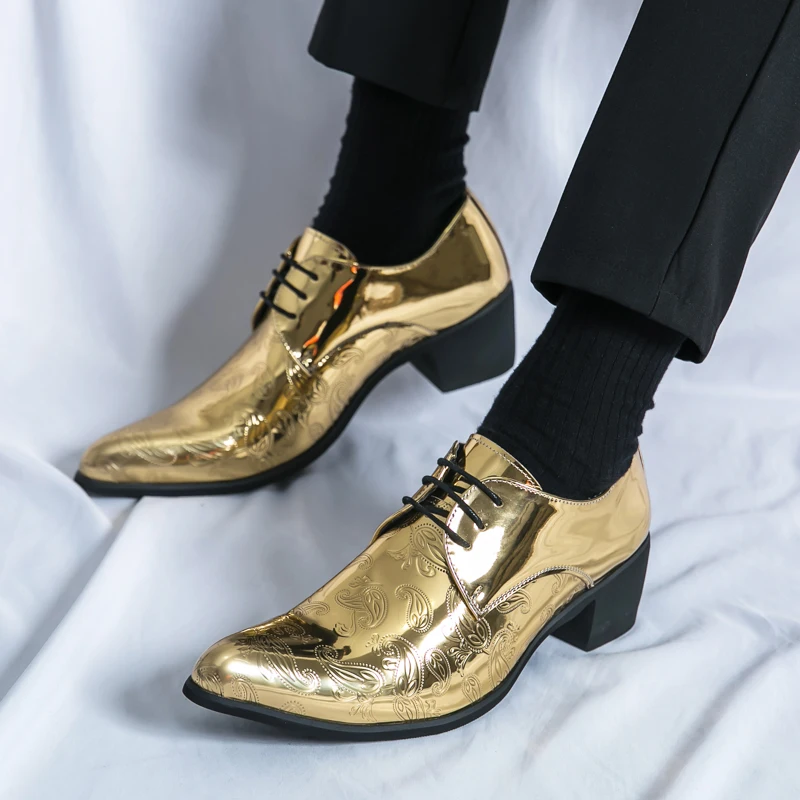 

Men's Dress Shoes Luxury Patent Leather Business Shoes Fashion Pointed Chelsea Shoe Wedding Shoes for Men Banquet Party Footwear