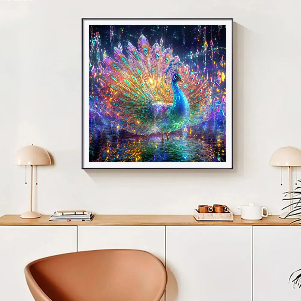 Huacan الطاووس DIY الماس اللوحة الحيوان المطر الماس الفسيفساء جديد 2025 مجموعة كاملة اللوحات الزخرفية