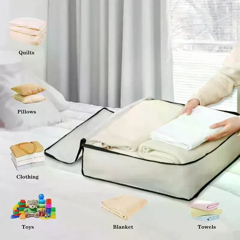 Underbed Storage Bag Foldable Quilt Bag Wardrobe Clothes Storage Waterproof Dustproof Organizer Large Capacity StorageBag