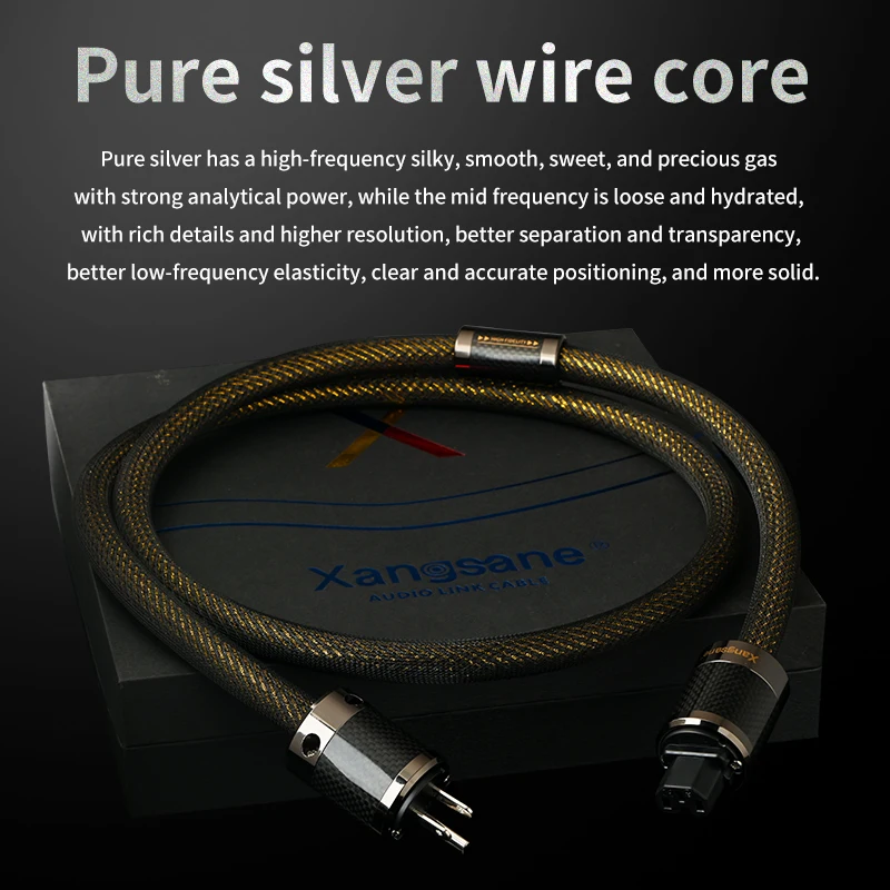 Grey rycerz Sterling Silver HiFi US/EU przewód zasilający wzmacniacz głośnika HiFi kabel połączenie kablowe Audio