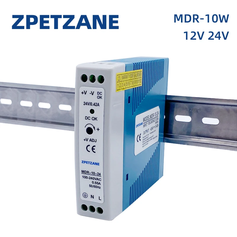 MDR-10W AC100-240V ingresso DC 12V 24V uscita sorgente industriale Mini interruttore su guida DIN trasformatore di tensione di alimentazione