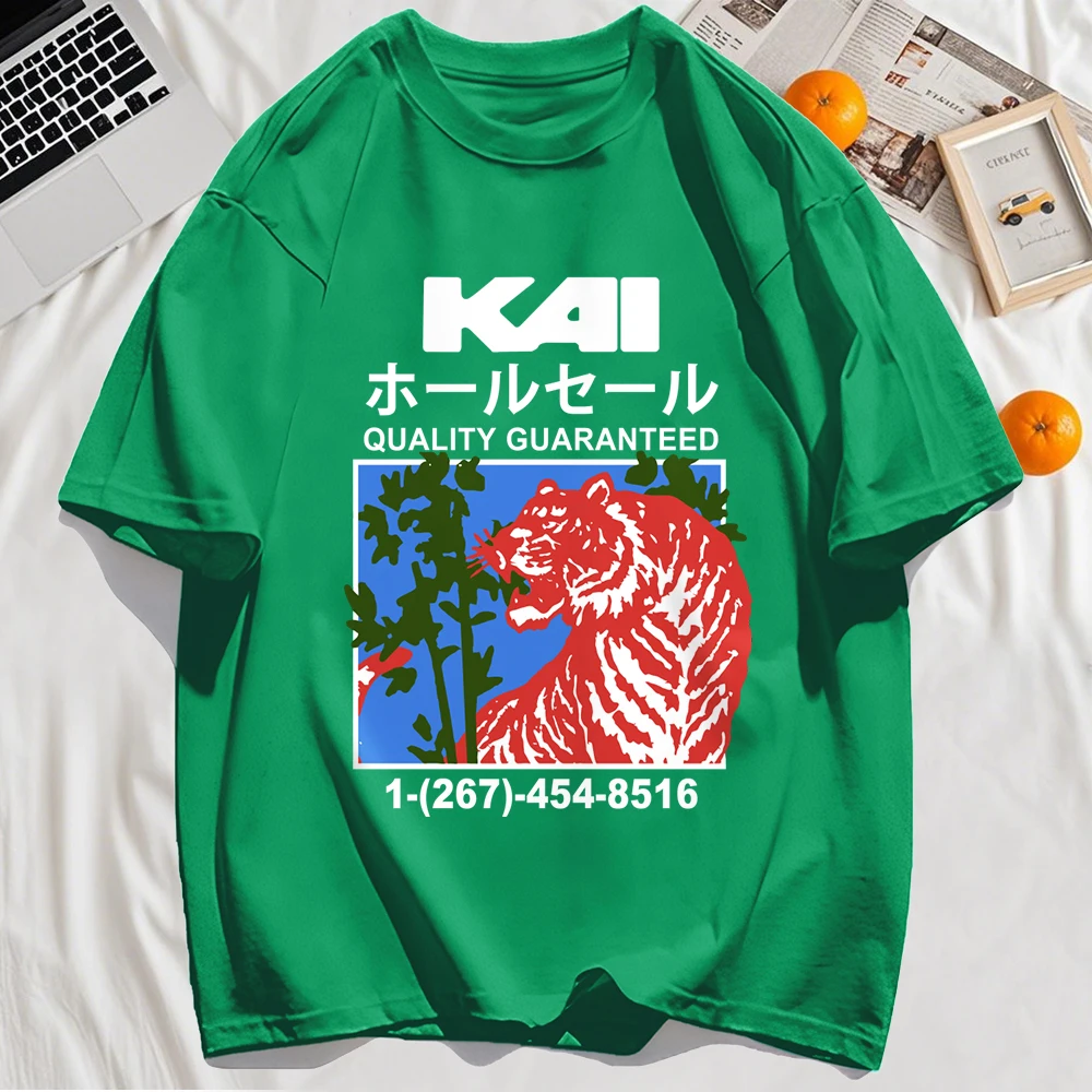 Qualität garantiert Mighty Tiger Print Mann T-Shirts Baumwolle All-Match T-Shirt Hip Hop lose Kurzarm Sommer O-Ausschnitt Herren Top