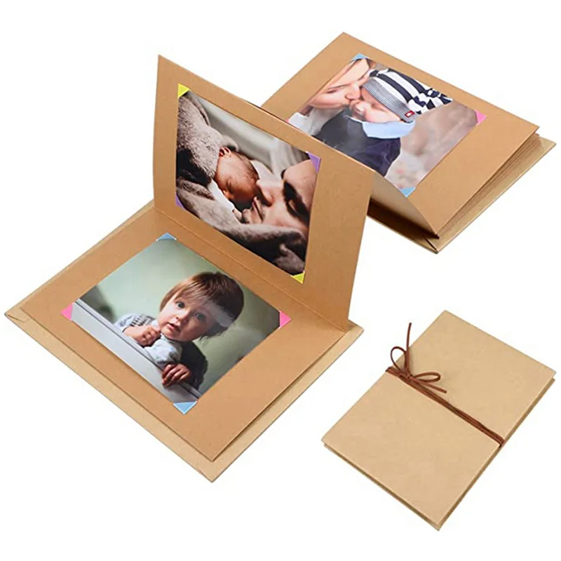 2X Kraft Paper Album Vintage Accordion Style DIY Scrapbook Album Crafts Valentine's Day Wedding Anniversary