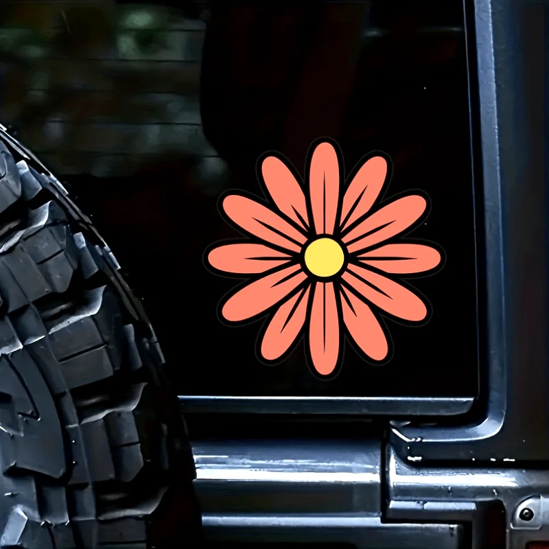 

Vinyl pattern sticker for vehicles - weatherproof outdoor car and suv sticker, adhesive daisy design, neutral size, decorative