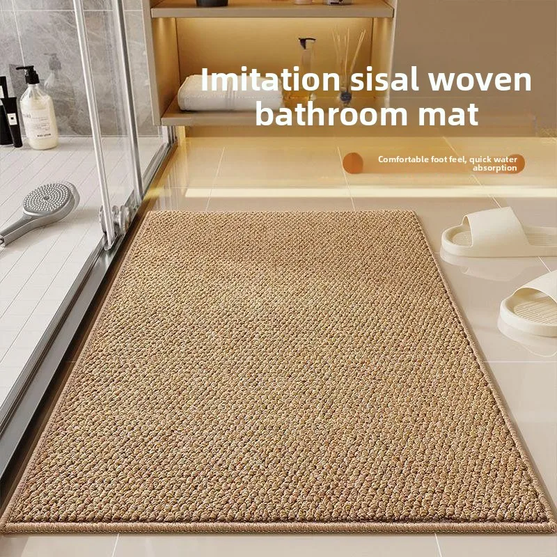 

Water Absorbent Dirt Resistant Bathroom Entrance Mat Modern Style Polyester Floor Rug Non-Slip Toilet Carpet Home Decor