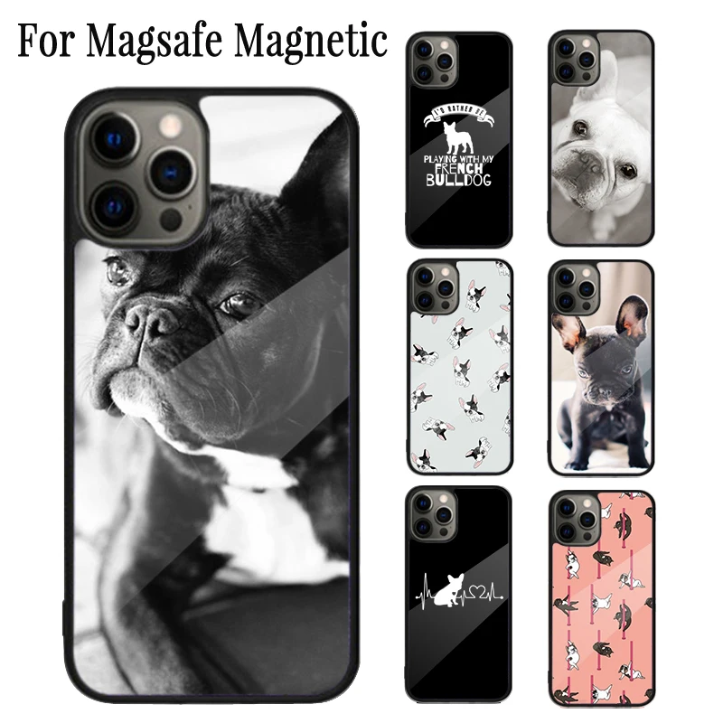 French Bulldog Puppy Dog Magnetic Phone Case Coque For iPhone 16 15 14 Plus 13 12 Mini 11 Pro Max Magsafe Wireless Cover