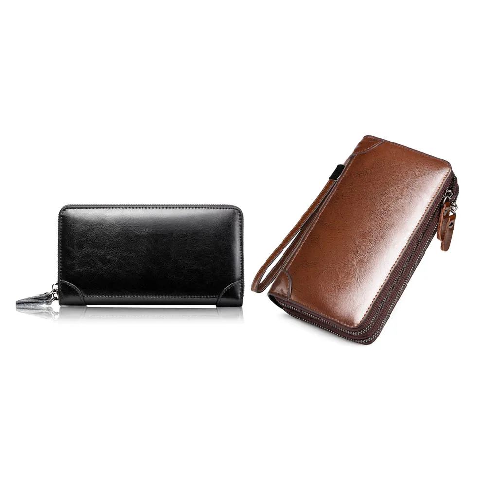 

Men Wallet Vintage Coin Double Purse Bag Multi-function Package Black