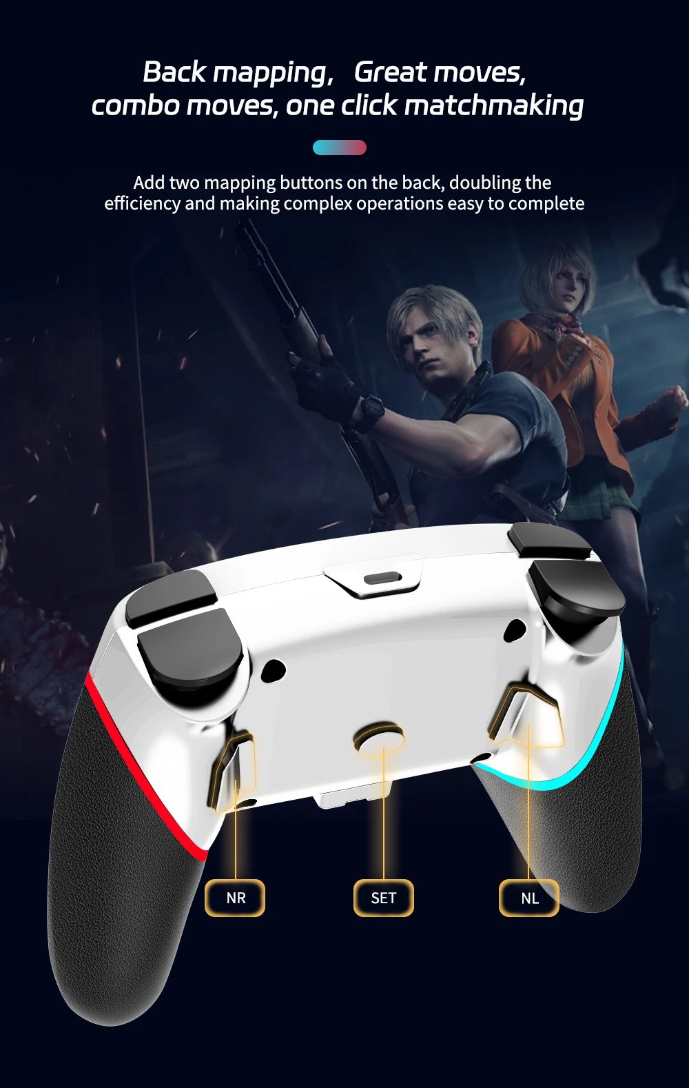 Wireless Switch Controller Compatible with Switch/Lite/OLED Remote Supports Multi-Platform with Turbo, Wake-up Function