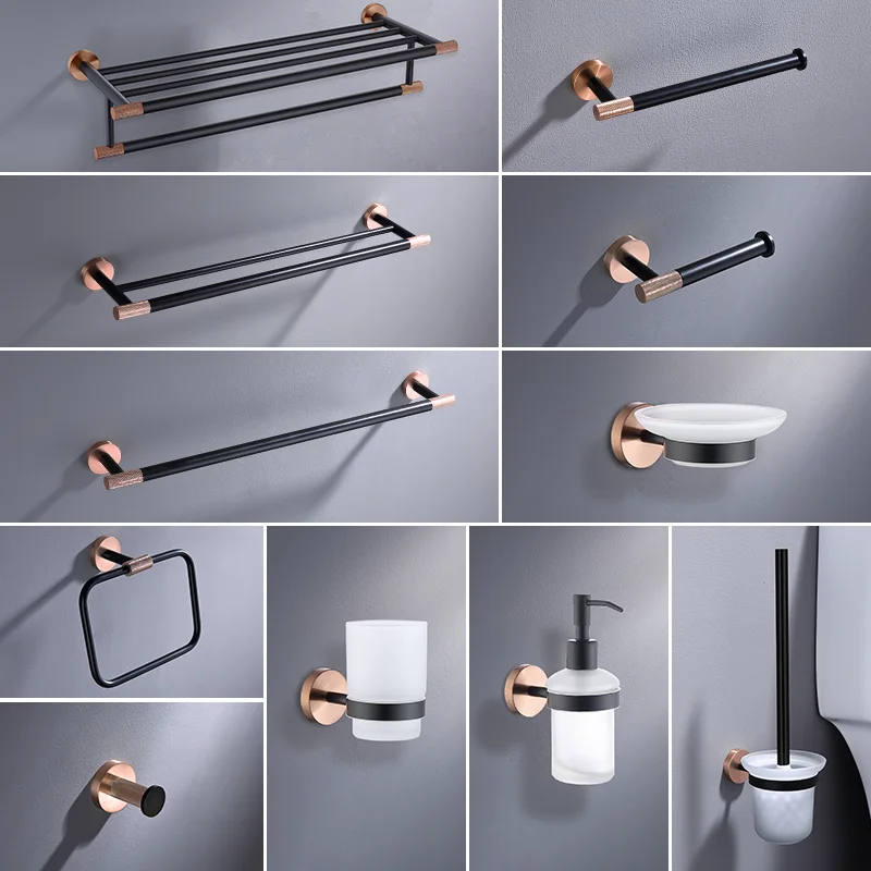 Bathroom Accessories Towel Rack Shelf Ring Toilet Brush Holder Paper Holder Robe Hook Soap Dish Bathroom Hardware