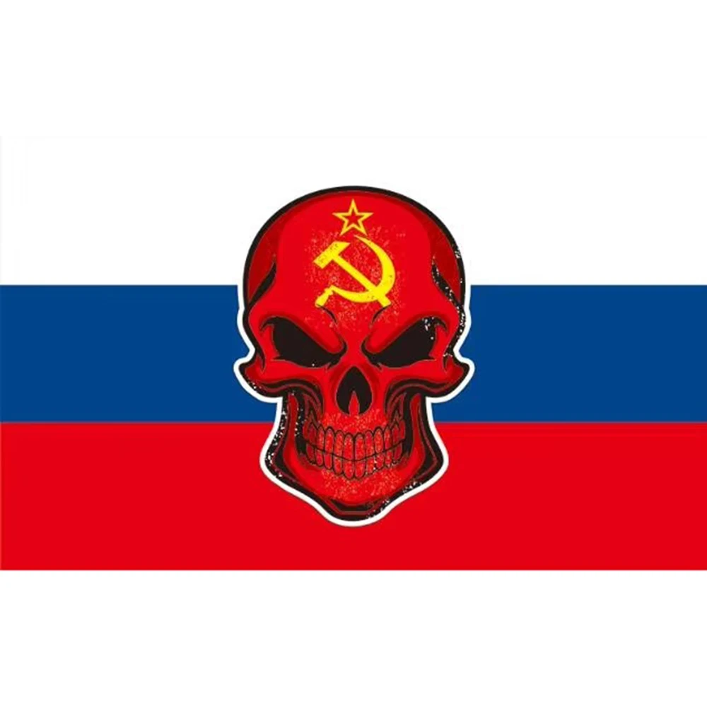 Soviet Red Skull Flag with Russia 3x5ft Pirate HISTORY MUSIC PARTY Banner