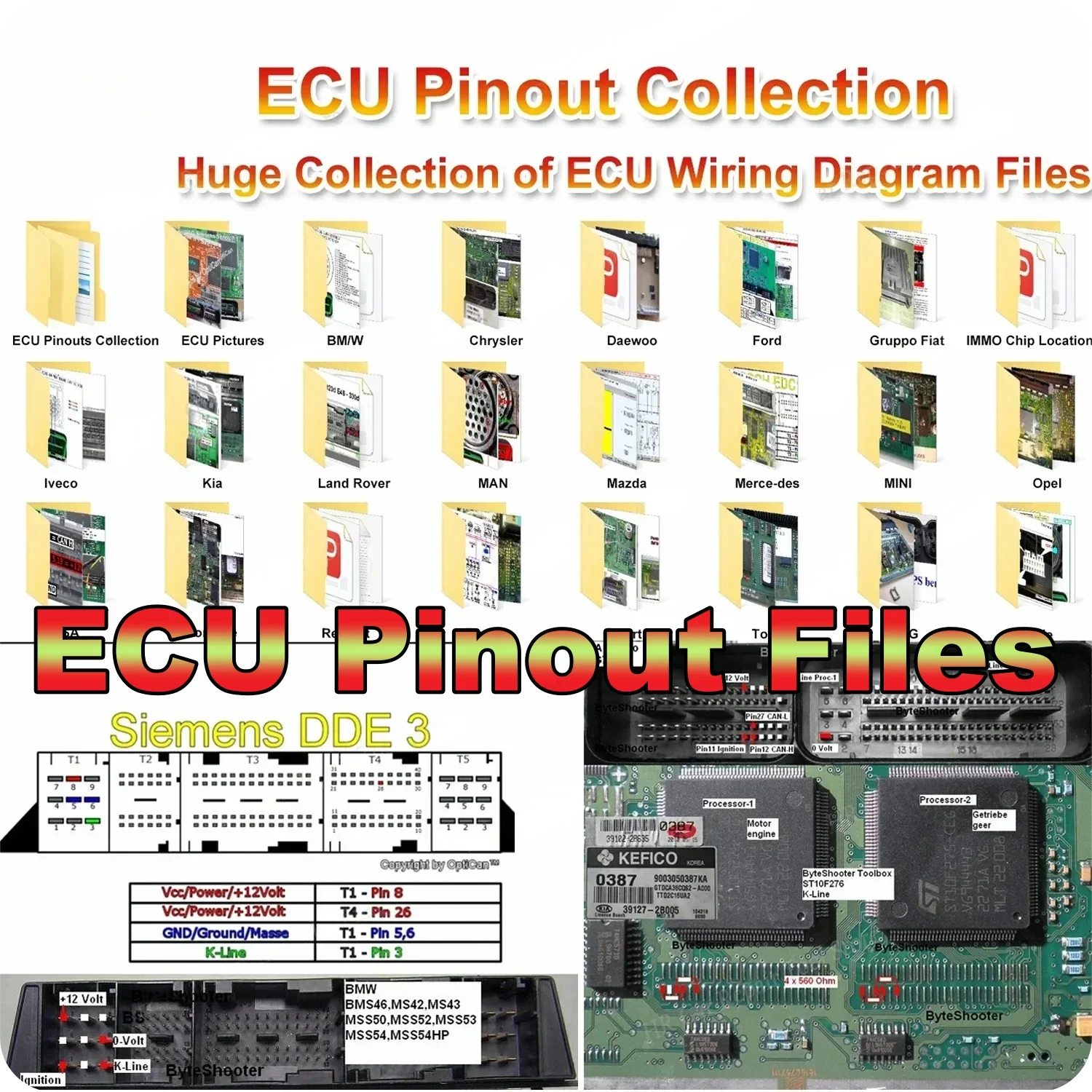 

Автомобильная коллекция ECU Pinout File для Ford BMW Toyota Iveco — схема проводки, карта ECU Vs AllData Autodata