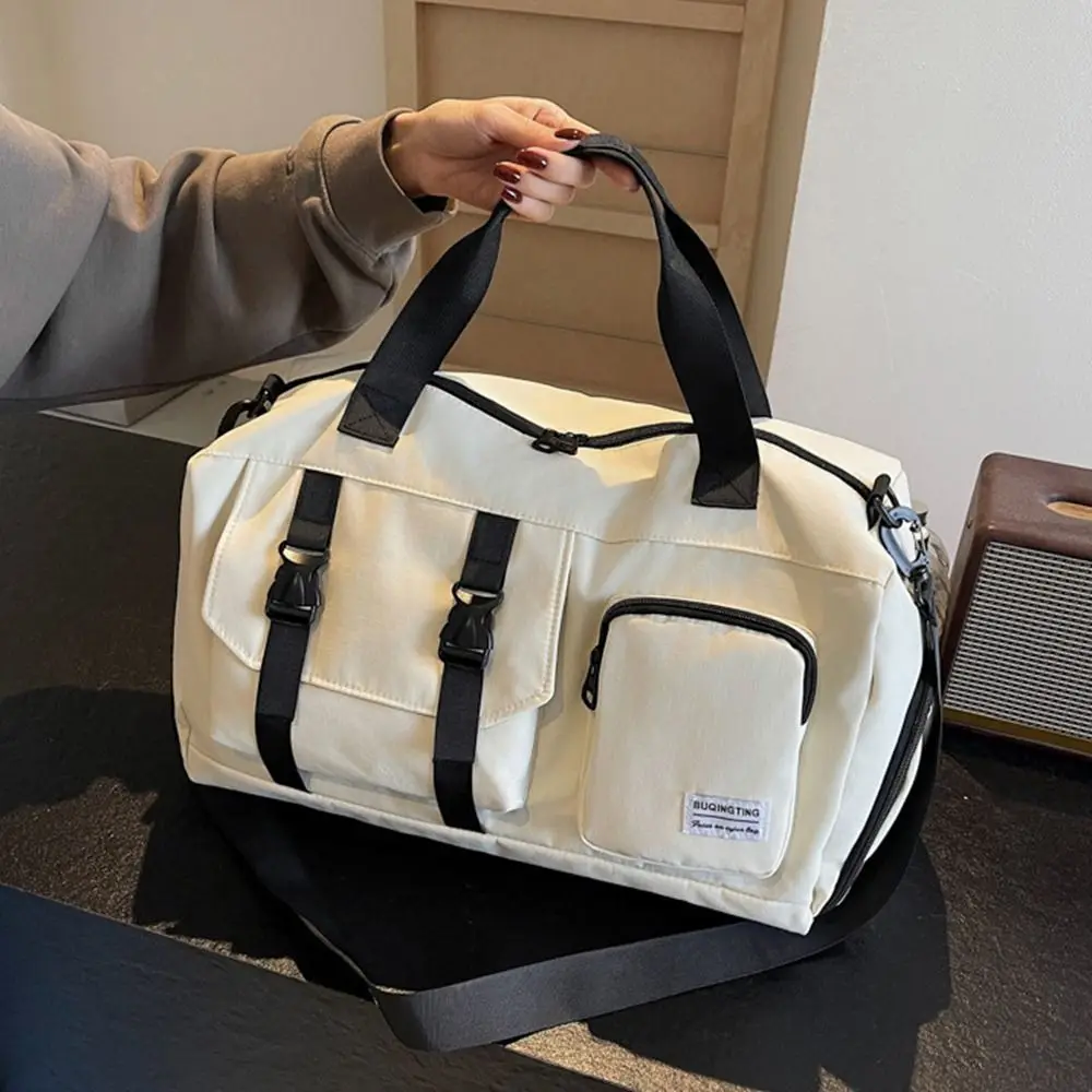 

Oxford Cloth Fitness Duffel Bag Lightweight Single Shoulder Gym Bag Large Capacity with Shoe Compartment Weekender Bag Women