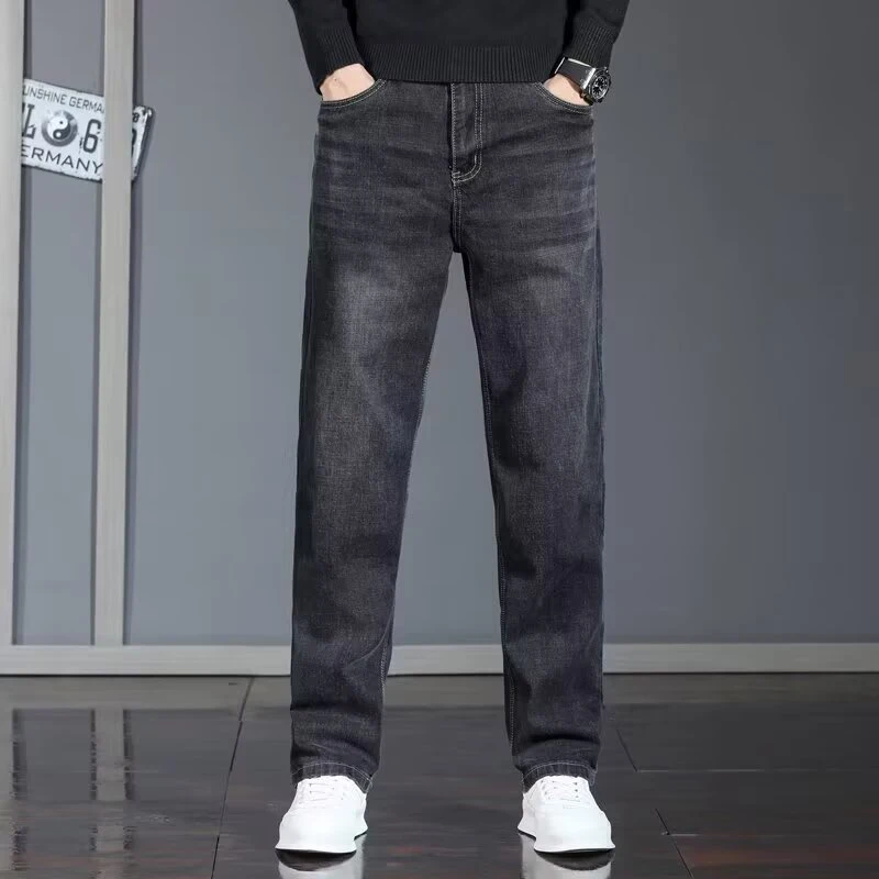 

Men Youth Popular Stretch Casual Denim Pants Male Fashion Loose Straight Leg Jeans Daily Commute Versatile Trousers