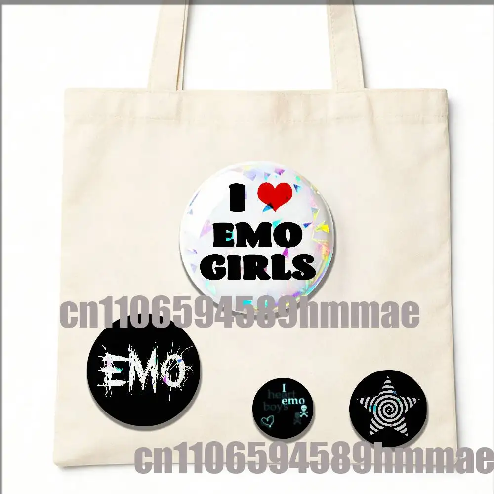 For I Love Emo Boys Girls Badge Case Custom Pin Insignia Emblem Round 25mm Brooch Button Laser Cover - view 6