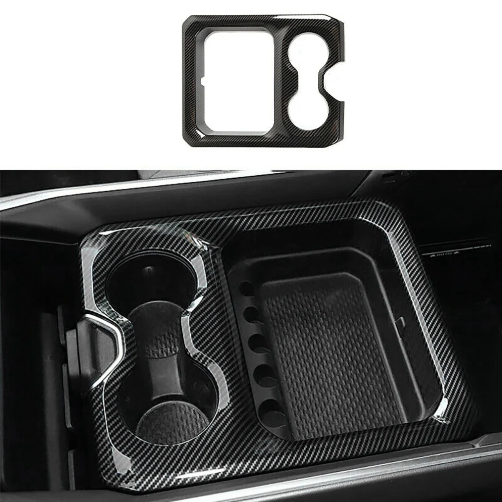 for Dodge Ram 1500 Classic 2018 2020 Carbon Style Front Middle Console & Rear Seat Cup Holder Panel Frame Cover