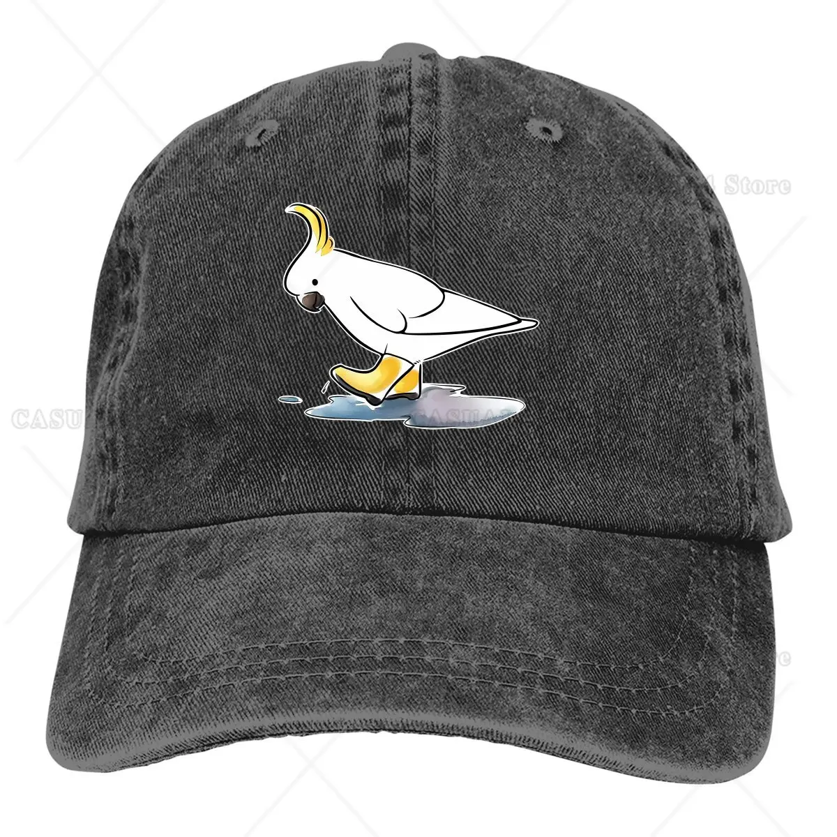 Denim Washed Men's Baseball Cap Cockatoo Rain Shoes Trucker Snapback Caps Dad Hat Parrot Birds Pet Golf Hats