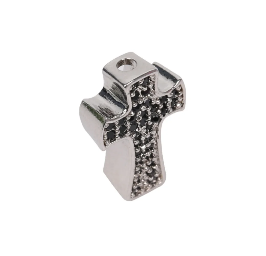 1 ชิ้น/ล็อตเครื่องประดับทําอุปกรณ์ทองแดง Micro Inlay Zirconia Cross DIY Handmade สร้อยข้อมือลูกปัดแยกอุปกรณ์เสริม