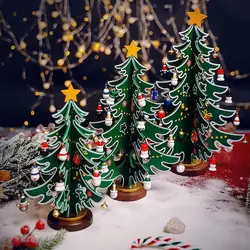 2024 Christmas Tree Children's Handmade DIY Stereo Wooden Christmas Tree Scene Layout Christmas Decorations Ornaments Hot ﻿